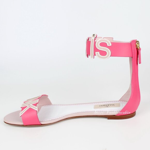 NEW VALENTINO GARAVANI Pink Leather Sandals - Chic Style From Office to Weekend - Picture 3 of 15